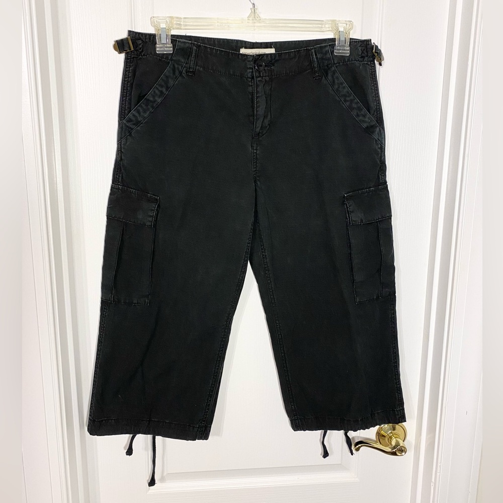Y2K PD&C Cargo Tie Hem Capri Pants Black Size 30 Paper Denim & Cloth